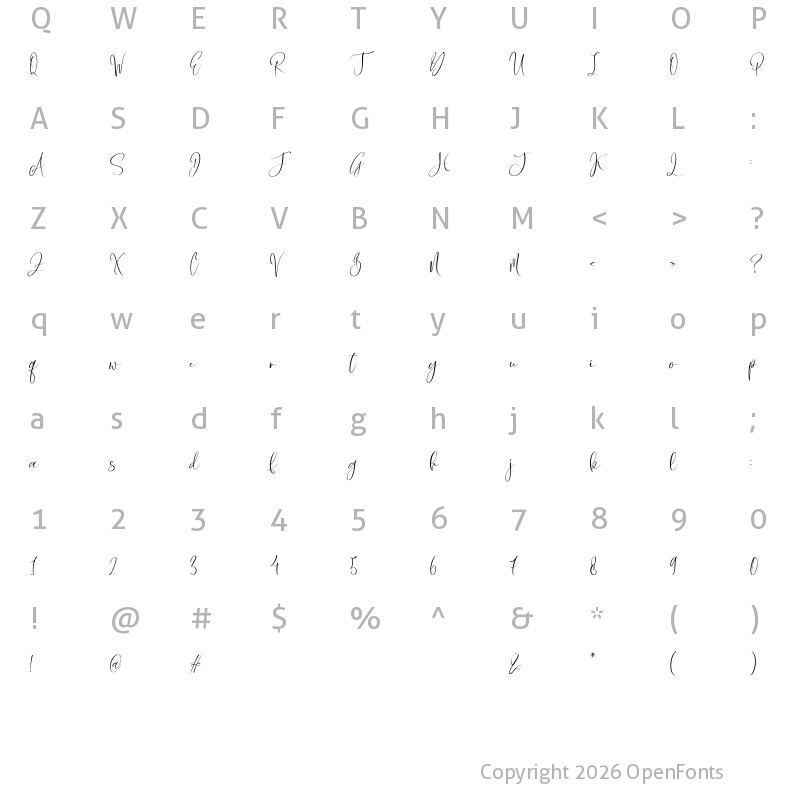 Character Map of Afissta Regular