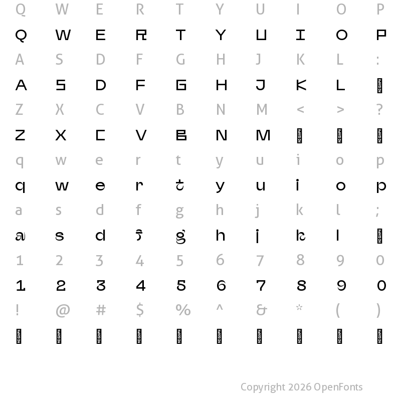 Character Map of Afronaut Test Regular