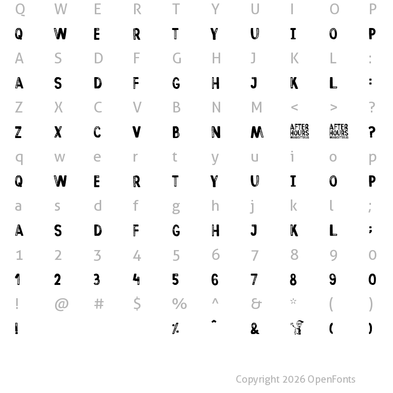 Character Map of Afterhours Regular
