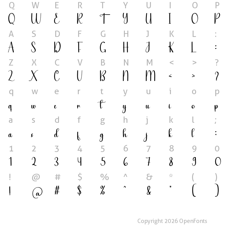 Character Map of Afternoon Regular
