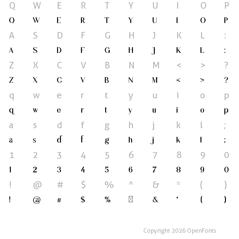 Character Map of Agafia Rosdina Regular