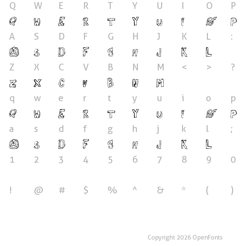 Character Map of against myself Regular