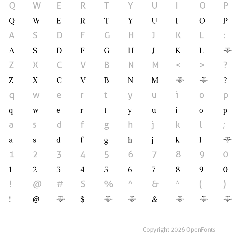 Character Map of Agatho Narrow
