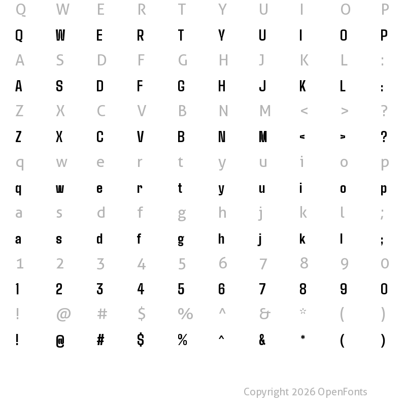 Character Map of Agdasima Bold