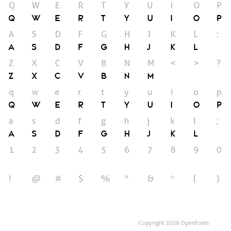 Character Map of Agency Regular