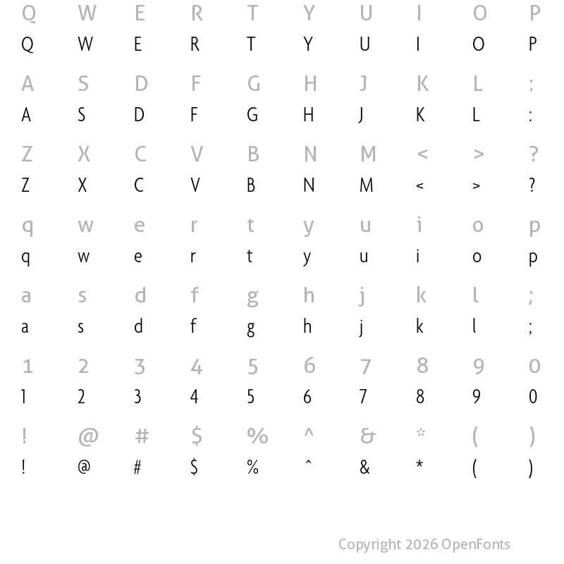 Character Map of Agenda LightCondensed