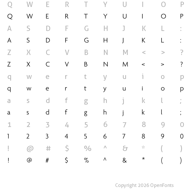 Character Map of Agenda One Light