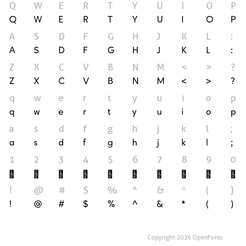 Character Map of Ageo Personal Use Medium