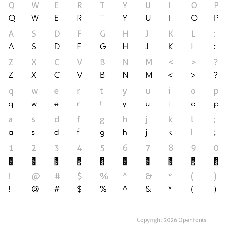 Character Map of Ageo Personal Use Regular
