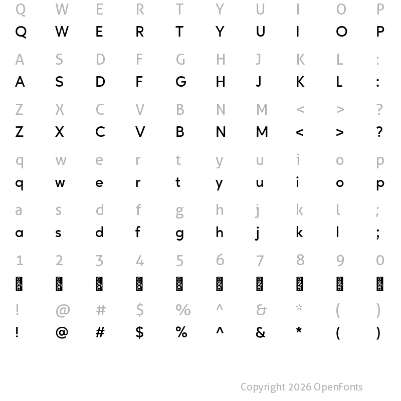 Character Map of Ageo Personal Use SemiBold