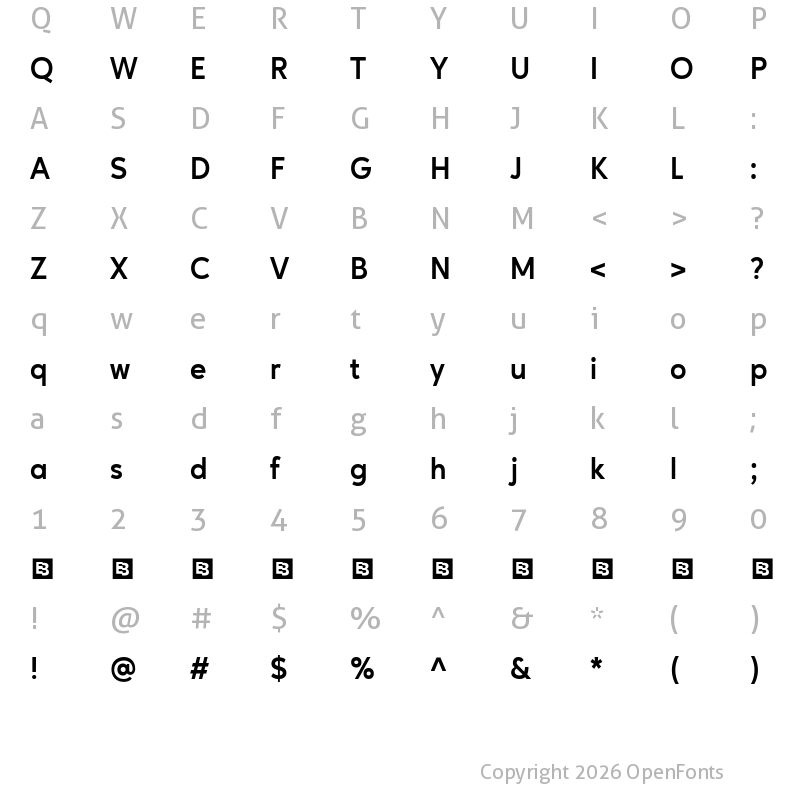 Character Map of Ageo Trial Bold