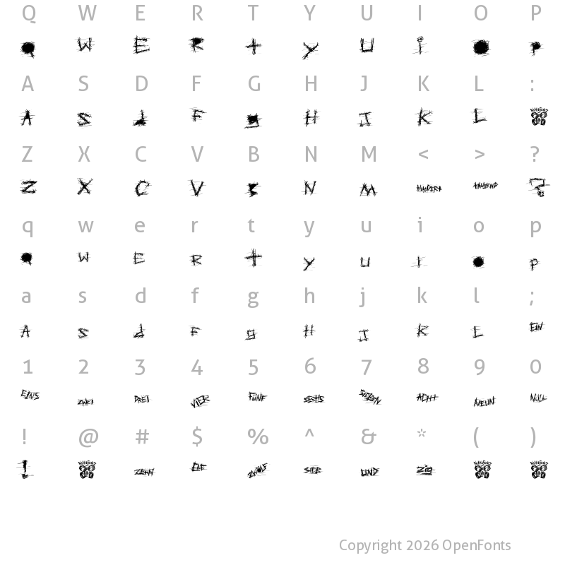 Character Map of Aggressive Angry Baby Killer ganz verr?ckt