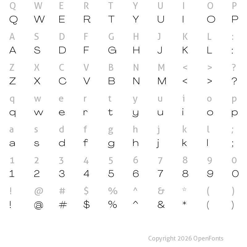 Character Map of Agrandir Wide Light