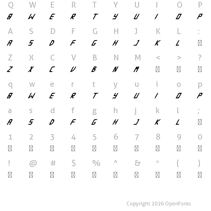 Character Map of Agrandize Demo Sans