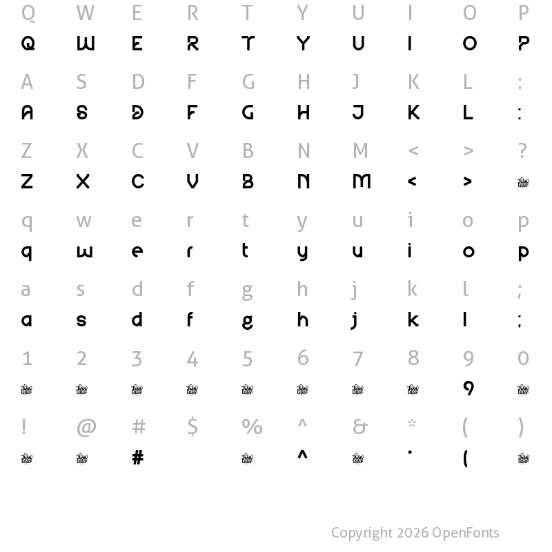 Character Map of Agree Personal Use Black