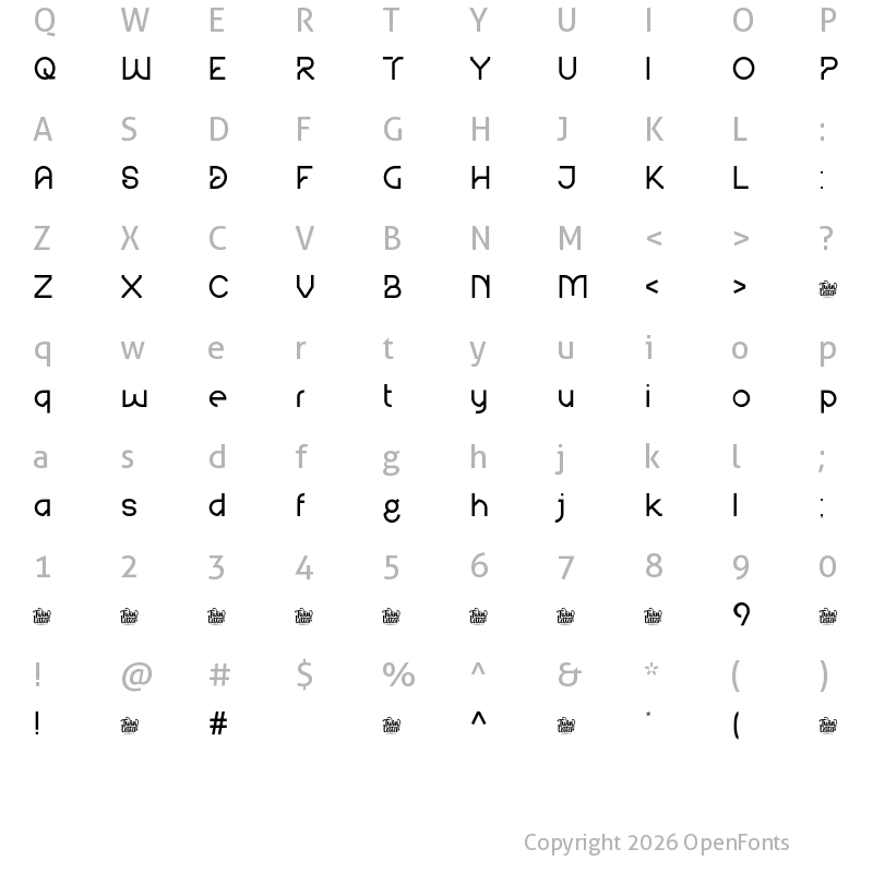 Character Map of Agree Personal Use Regular