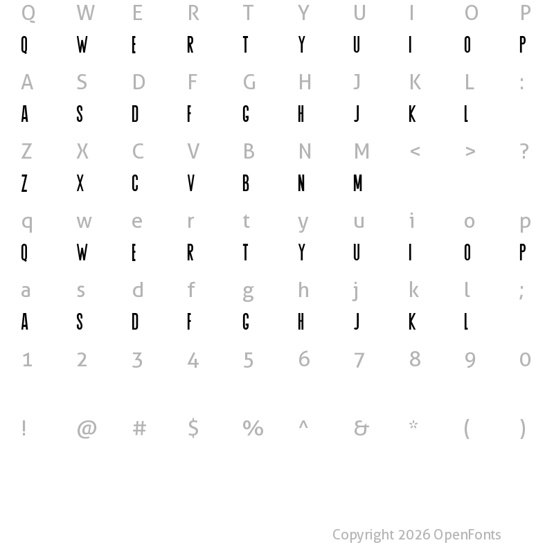 Character Map of Agrem Regular