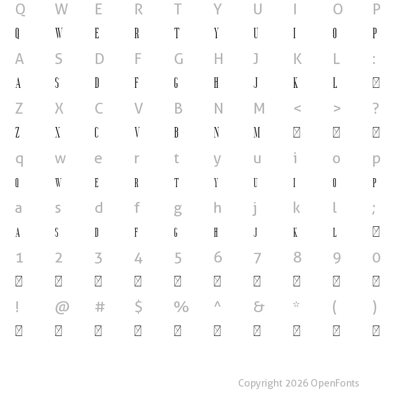 Character Map of Aguero Serif Free Regular