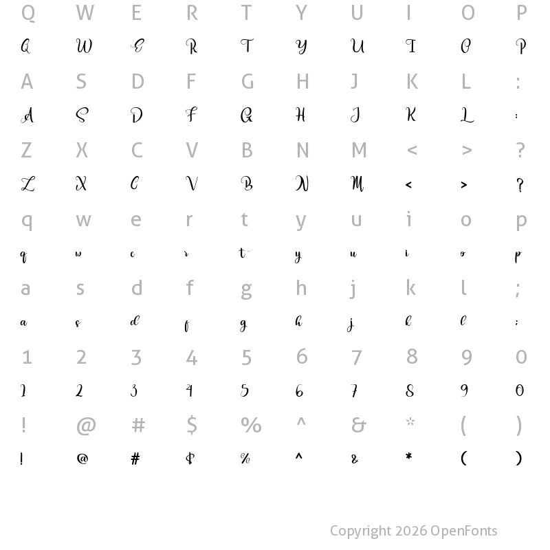 Character Map of Aimyla Regular