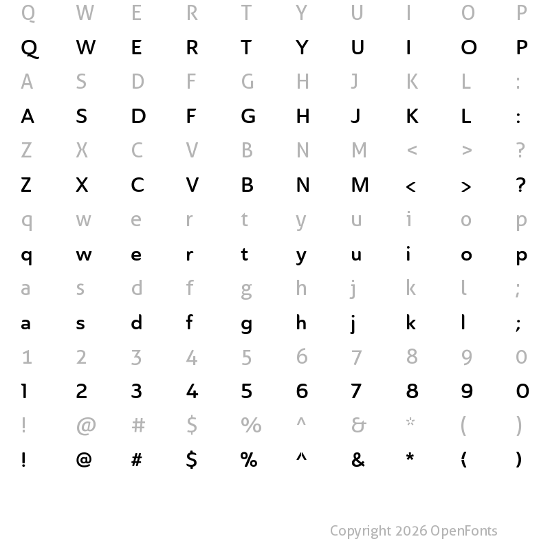 Character Map of Ainslie Sans Norm Demi
