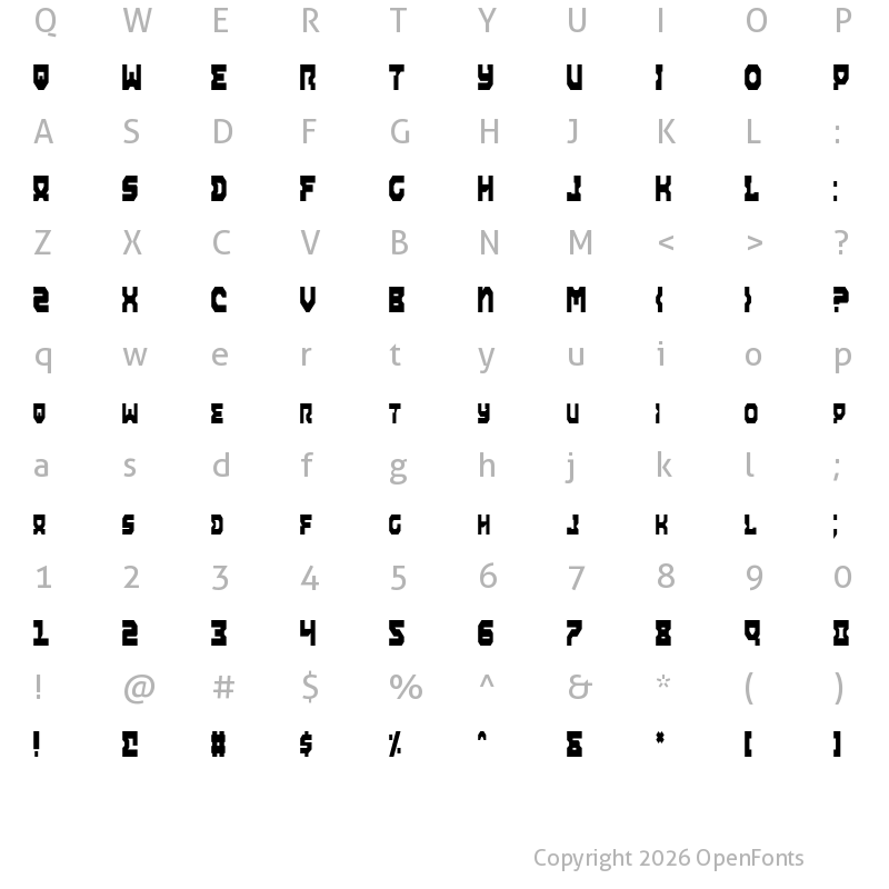 Character Map of Airacobra Condensed Condensed