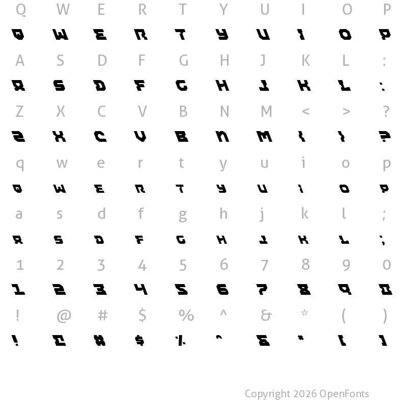 Character Map of Airacobra Leftalic Leftalic