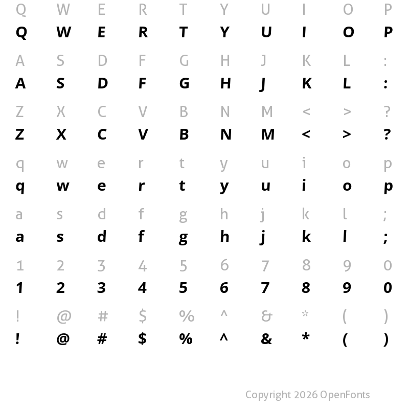 Character Map of Ajar Sans Bold