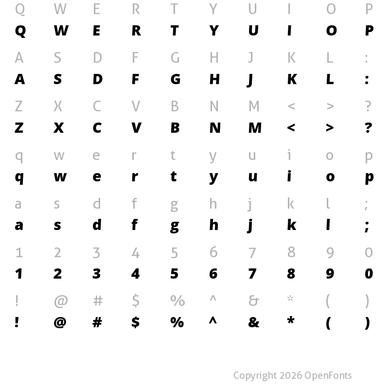 Character Map of Ajar Sans Extrabold