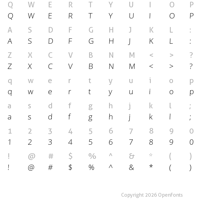 Character Map of Ajar Sans Light