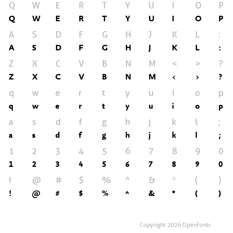 Character Map of Ajibmmypvlbhxoposbaevfyvqhs Regular