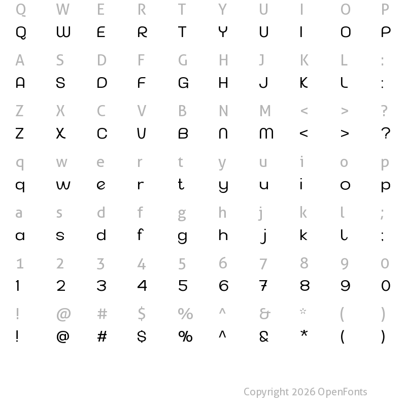 Character Map of Akuina Light