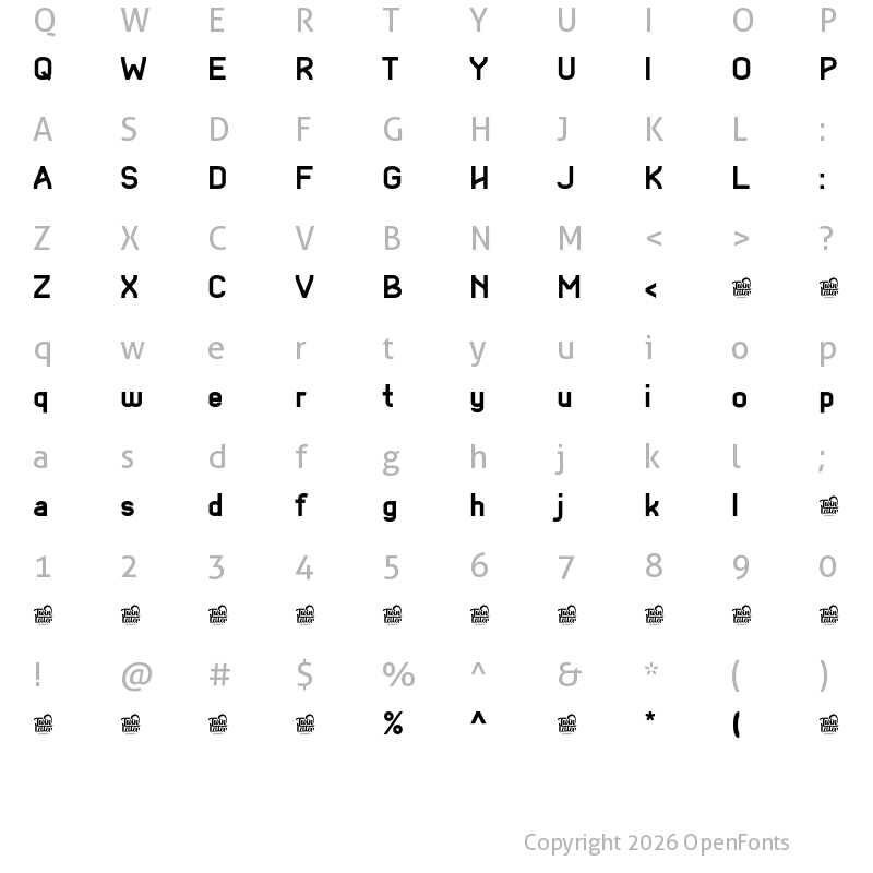 Character Map of Akute Personal Use Black