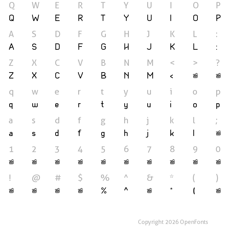Character Map of Akute Personal Use Regular