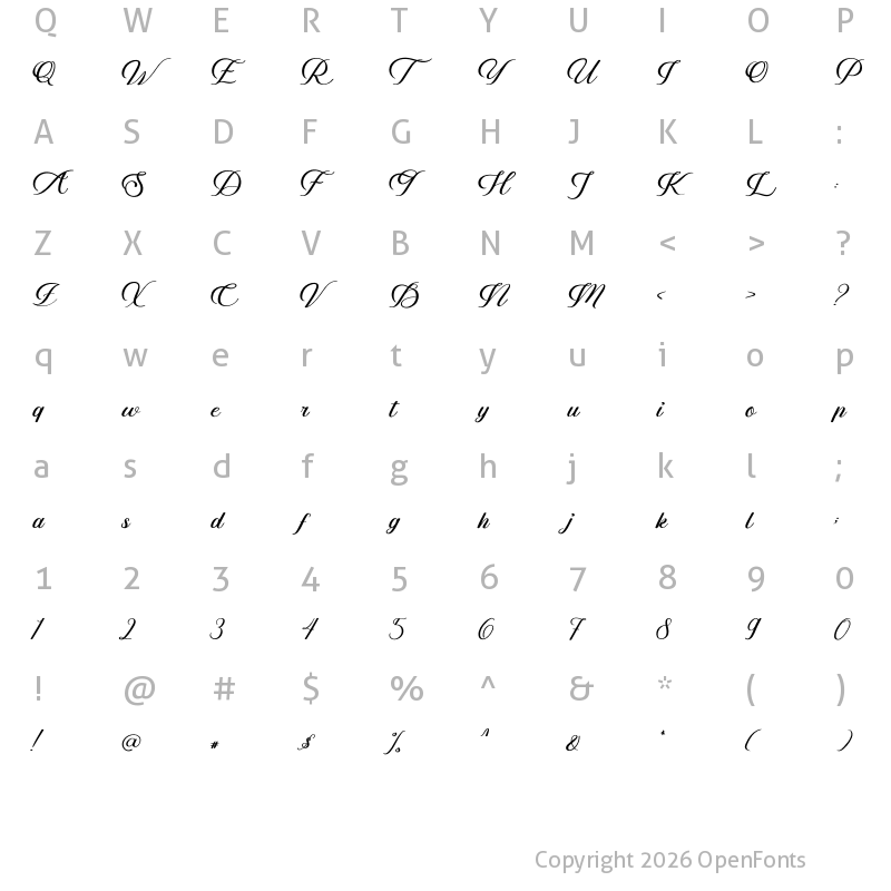 Character Map of Alacarte Regular