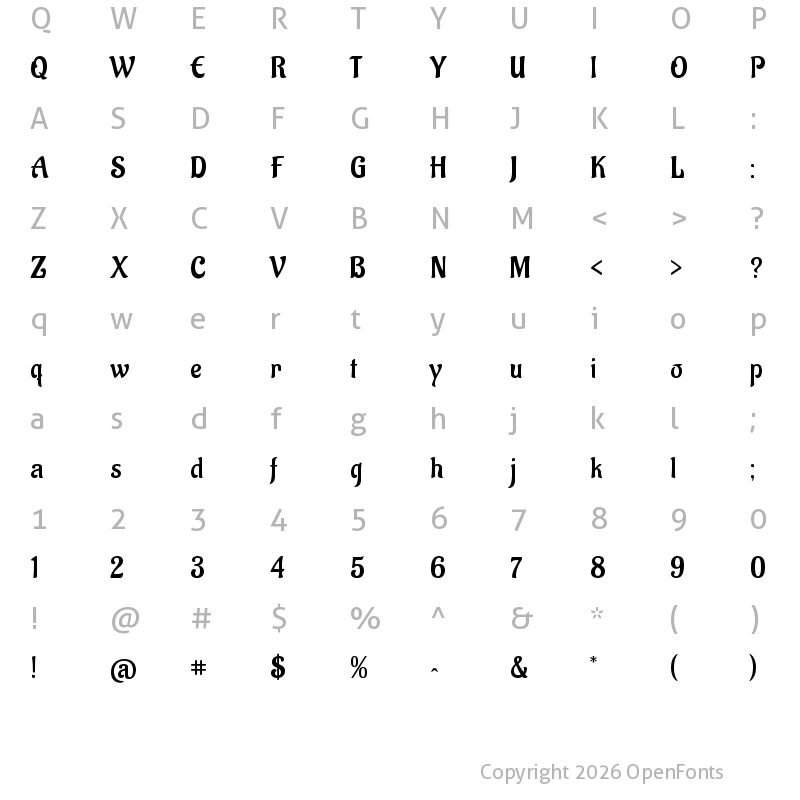 Character Map of Aladin Regular