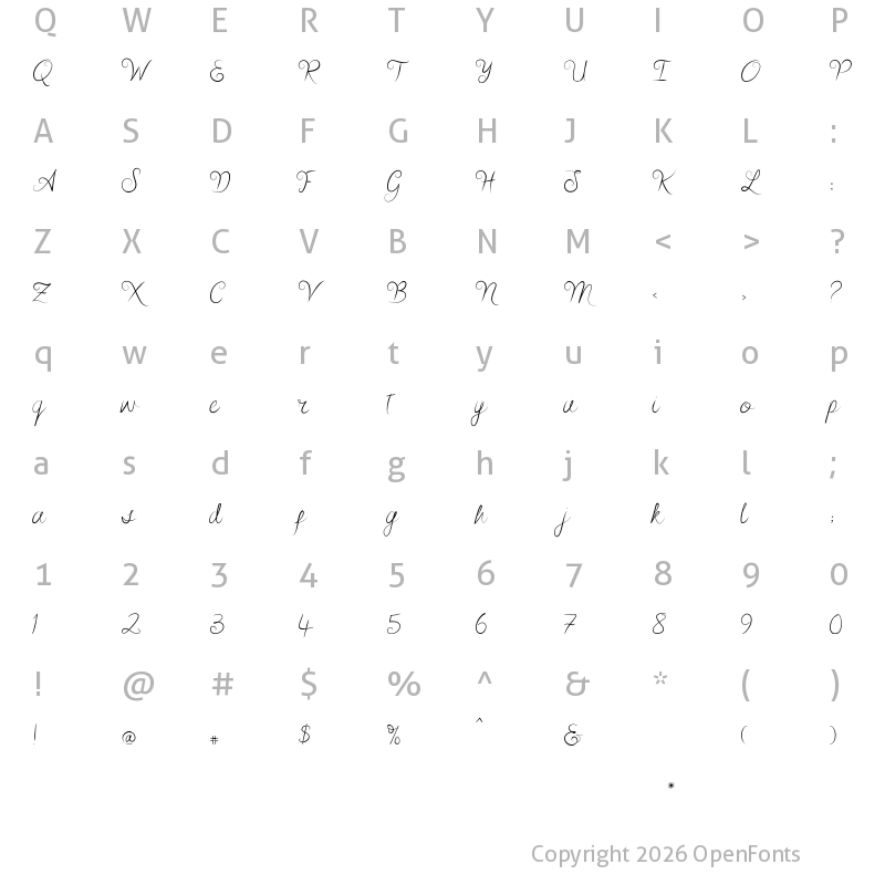 Character Map of Alamanda Regular