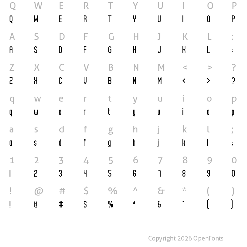 Character Map of Albas Sans Regular