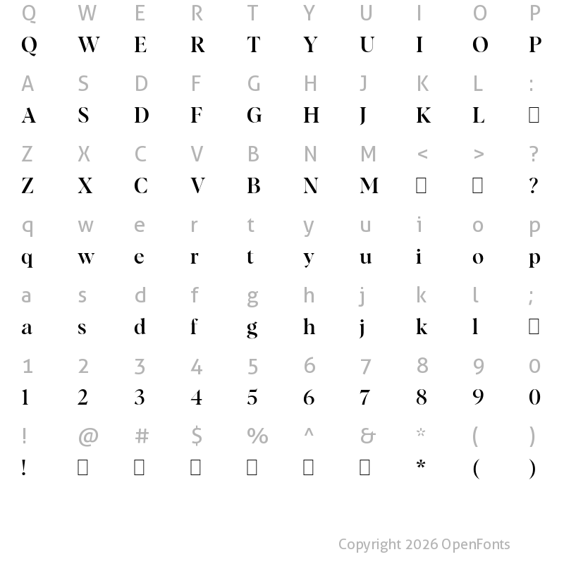 Character Map of Albra Display TRIAL Medium TRIAL
