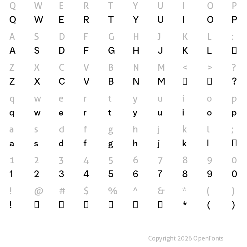 Character Map of Albra Grotesk TRIAL Medium TRIAL