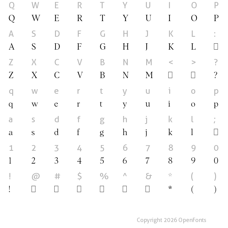 Character Map of Albra Light TRIAL