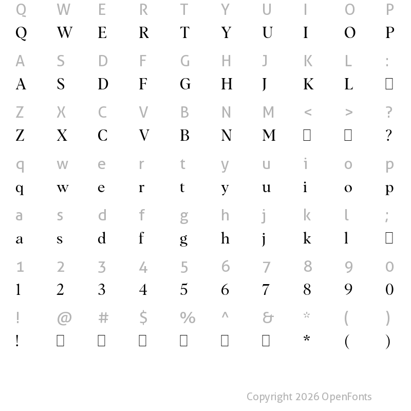 Character Map of Albra Regular TRIAL