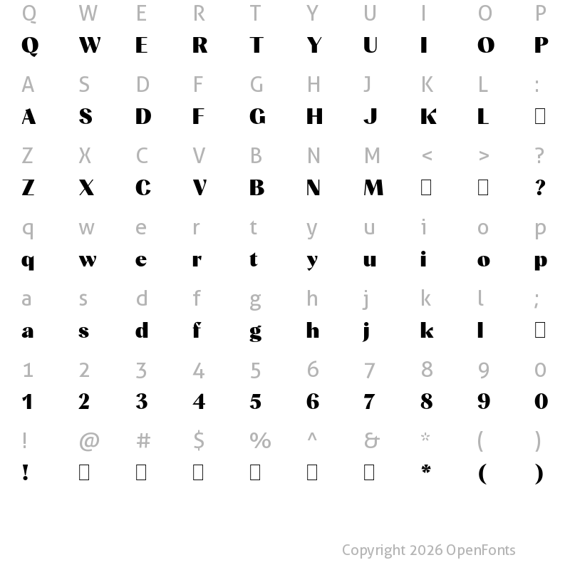 Character Map of Albra Sans TRIAL Black TRIAL