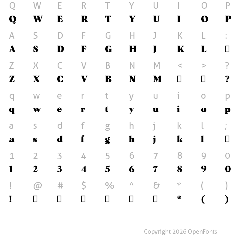 Character Map of Albra Text TRIAL Black TRIAL