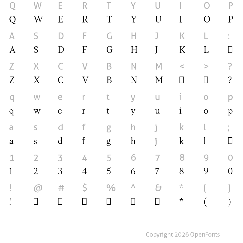 Character Map of Albra Text TRIAL Light TRIAL