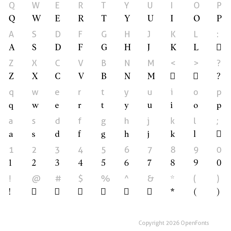 Character Map of Albra Text TRIAL Regular TRIAL