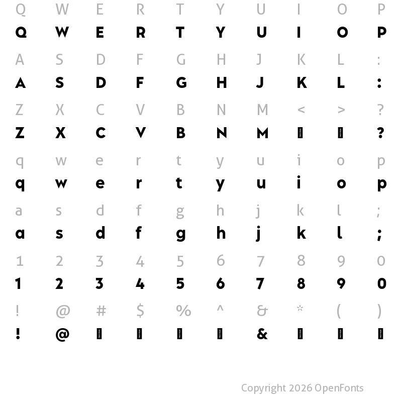 Character Map of Albula Narrow Pro Trial ExtraBold