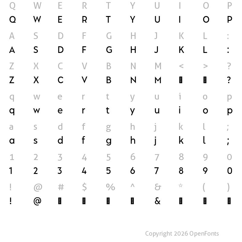 Character Map of Albula Narrow Pro Trial Medium