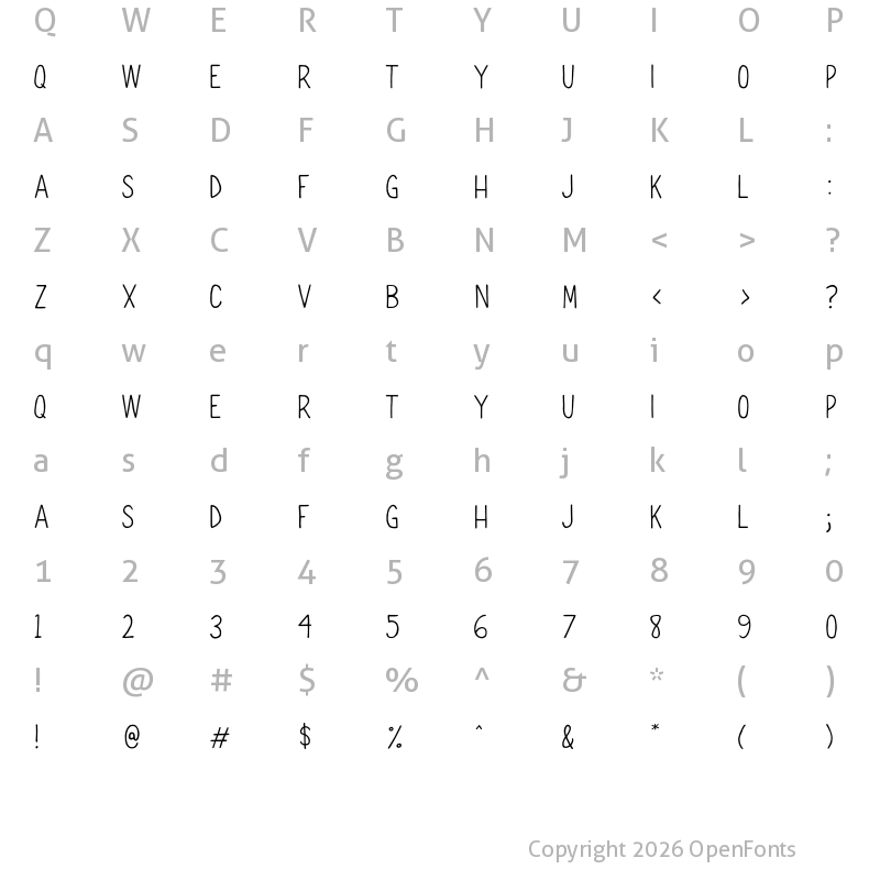 Character Map of Aldi Slim Regular