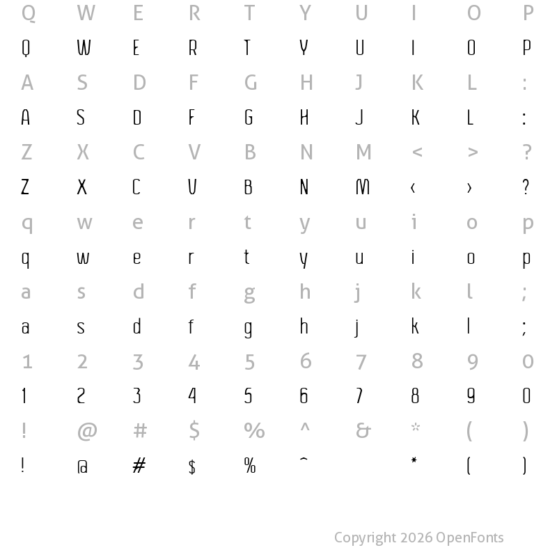 Character Map of Aldo Regular