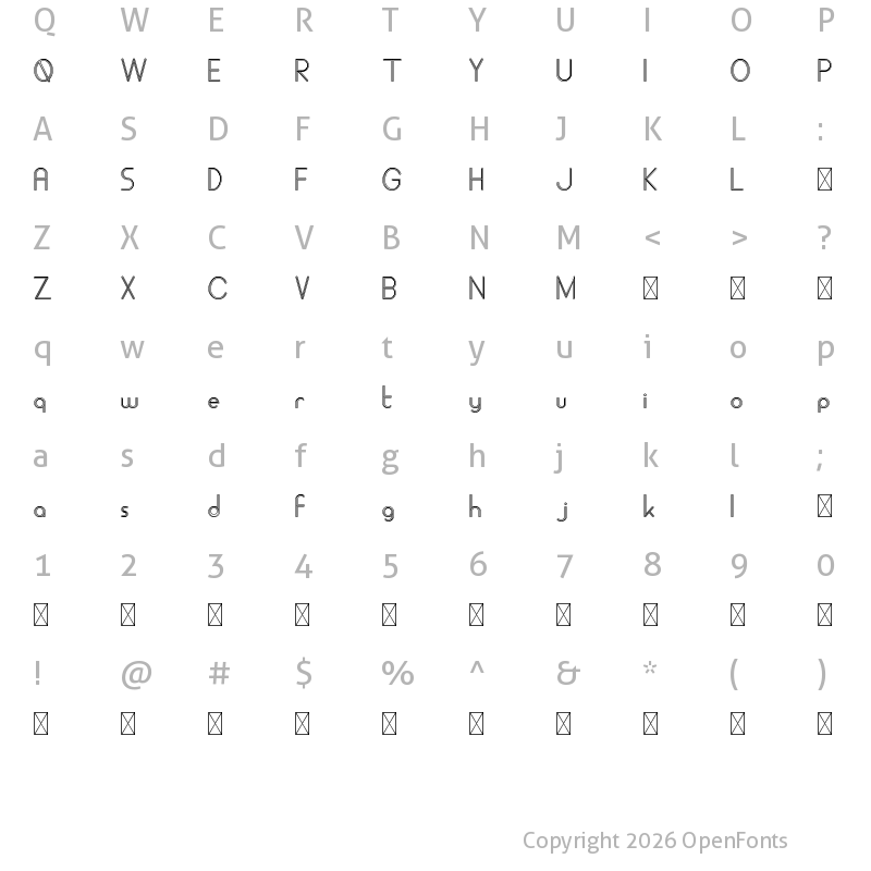 Character Map of ALDORA DEMO Stroke